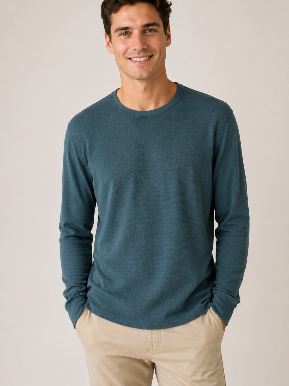 Banana Republic Men's Long-Sleeve Crewneck in Teal